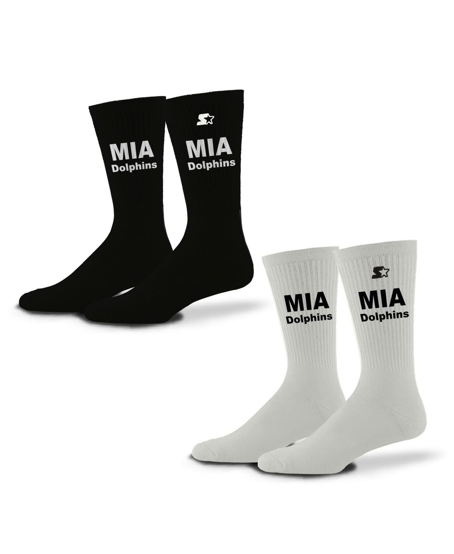 Men's and Women's 2-Pack Black/White Miami Dolphins Assist Socks