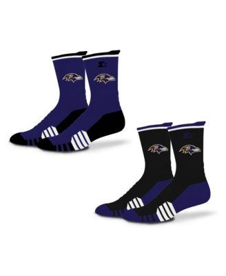 Men's and Women's 2 Pack Purple/Black Baltimore Ravens Breakaway Crew Socks