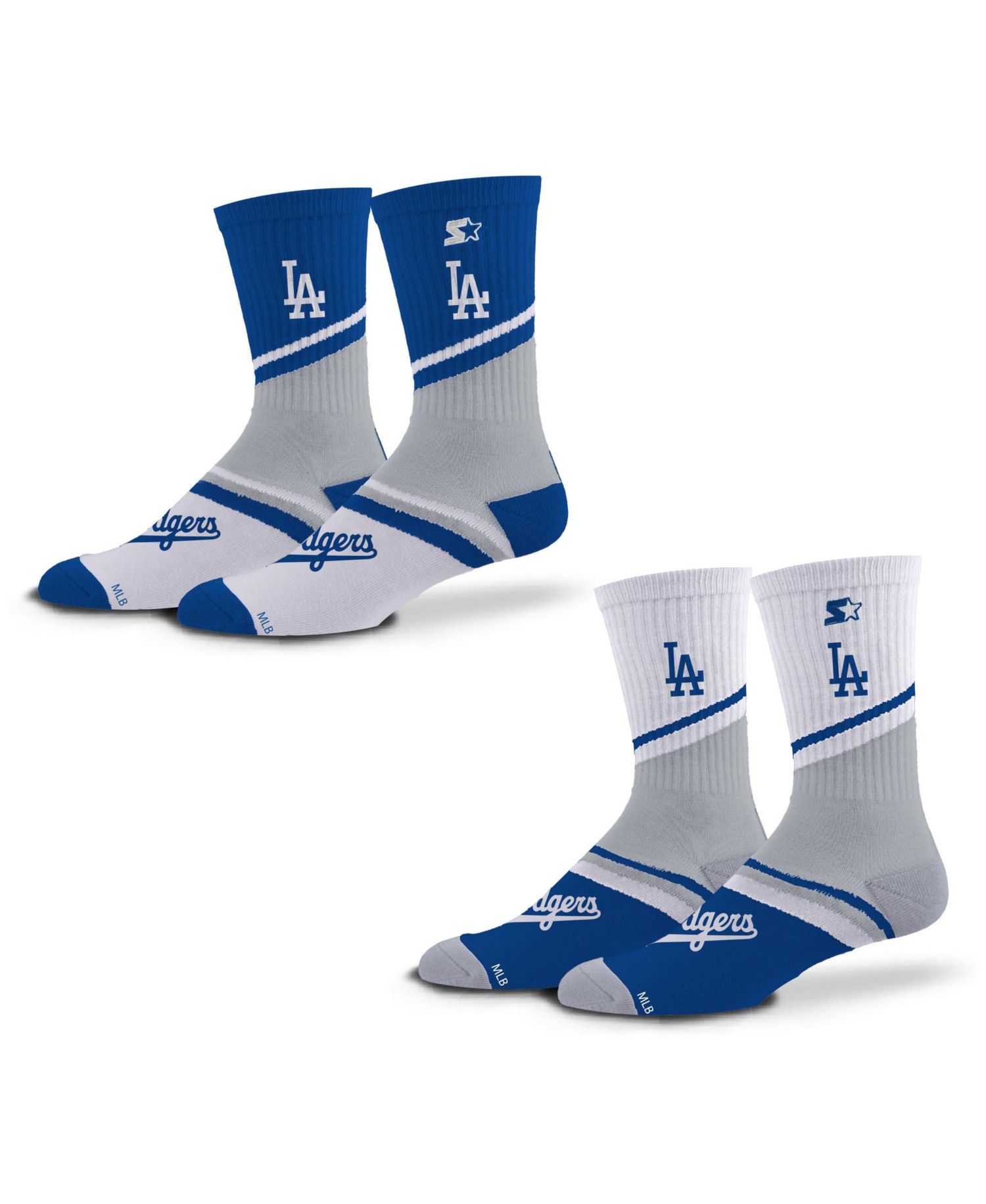 Men's and Women's 2-Pack Royal/Gray Los Angeles Dodgers Old School Crew Socks Set