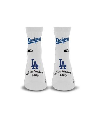 Men's and Women's White Los Angeles Dodgers Established Stencil Quarter Socks