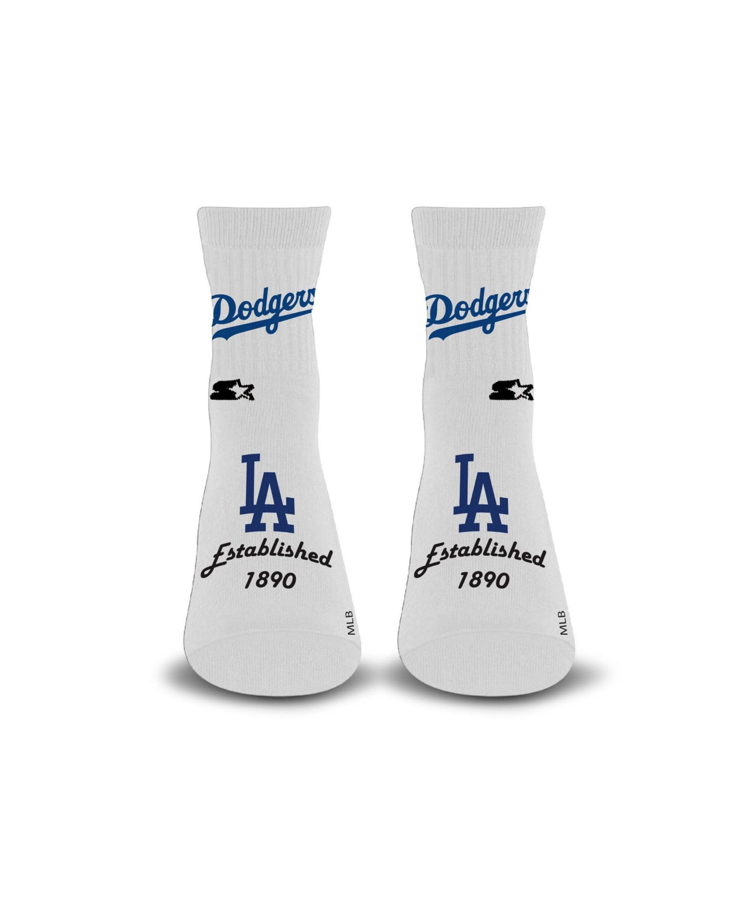 Men's and Women's White Los Angeles Dodgers Established Stencil Quarter Socks