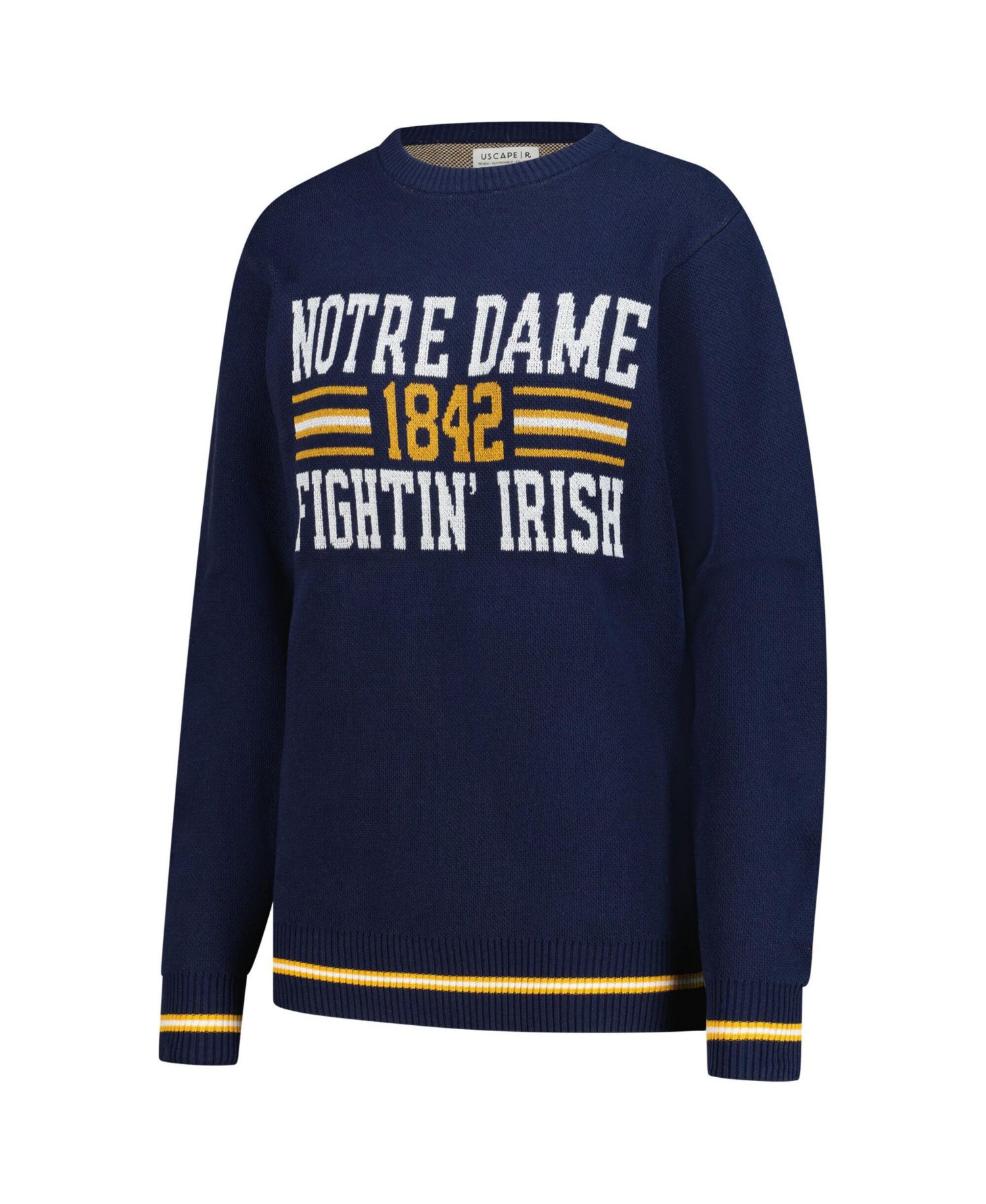 Men's and Women's Navy Notre Dame Fighting Irish Renew Knit Vintage Retro Sweater