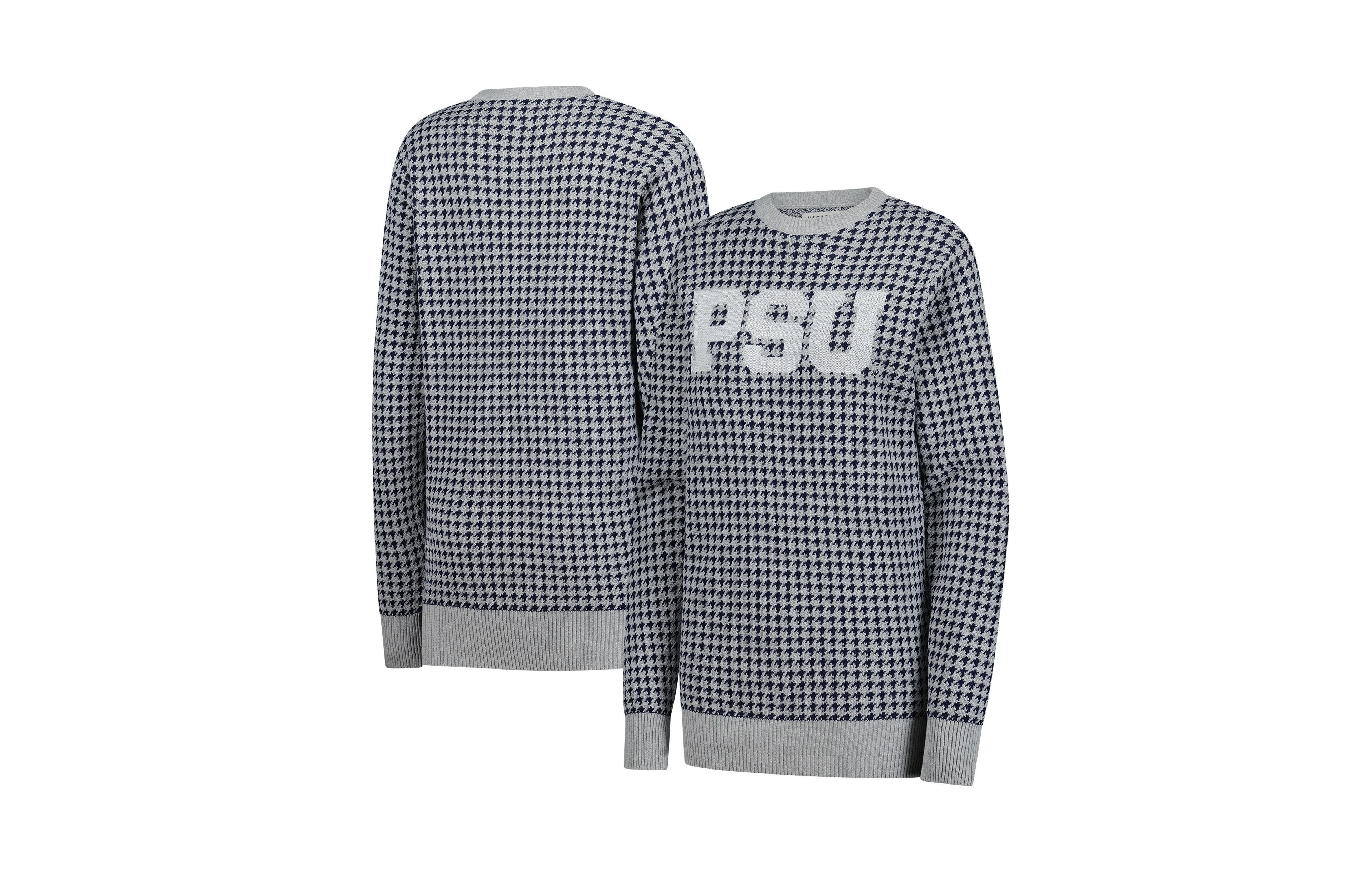Uscape Apparel Men's and Women's Gray Penn State Nittany Lions Renew Knit Vintage Houndstooth Sweater