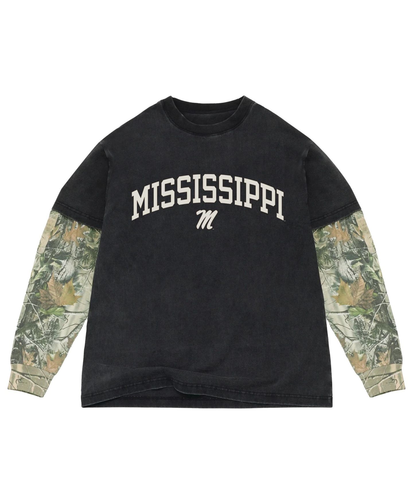 Мужская футболка Uscape Apparel Black/Camo Ole Miss Rebels Back Bay Twofer Heavyweight Long Sleeve — фото 1