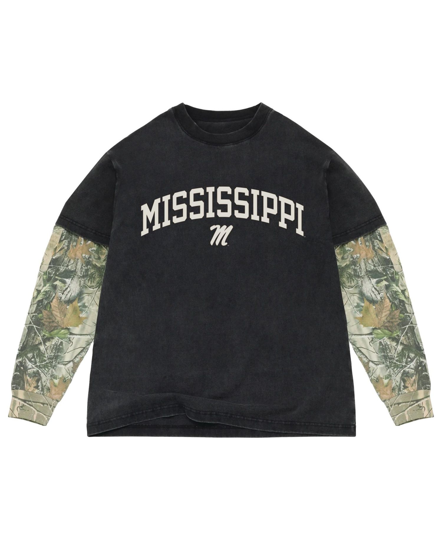 Men's Black/Camo Ole Miss Rebels Back Bay Twofer Heavyweight Long Sleeve T-Shirt