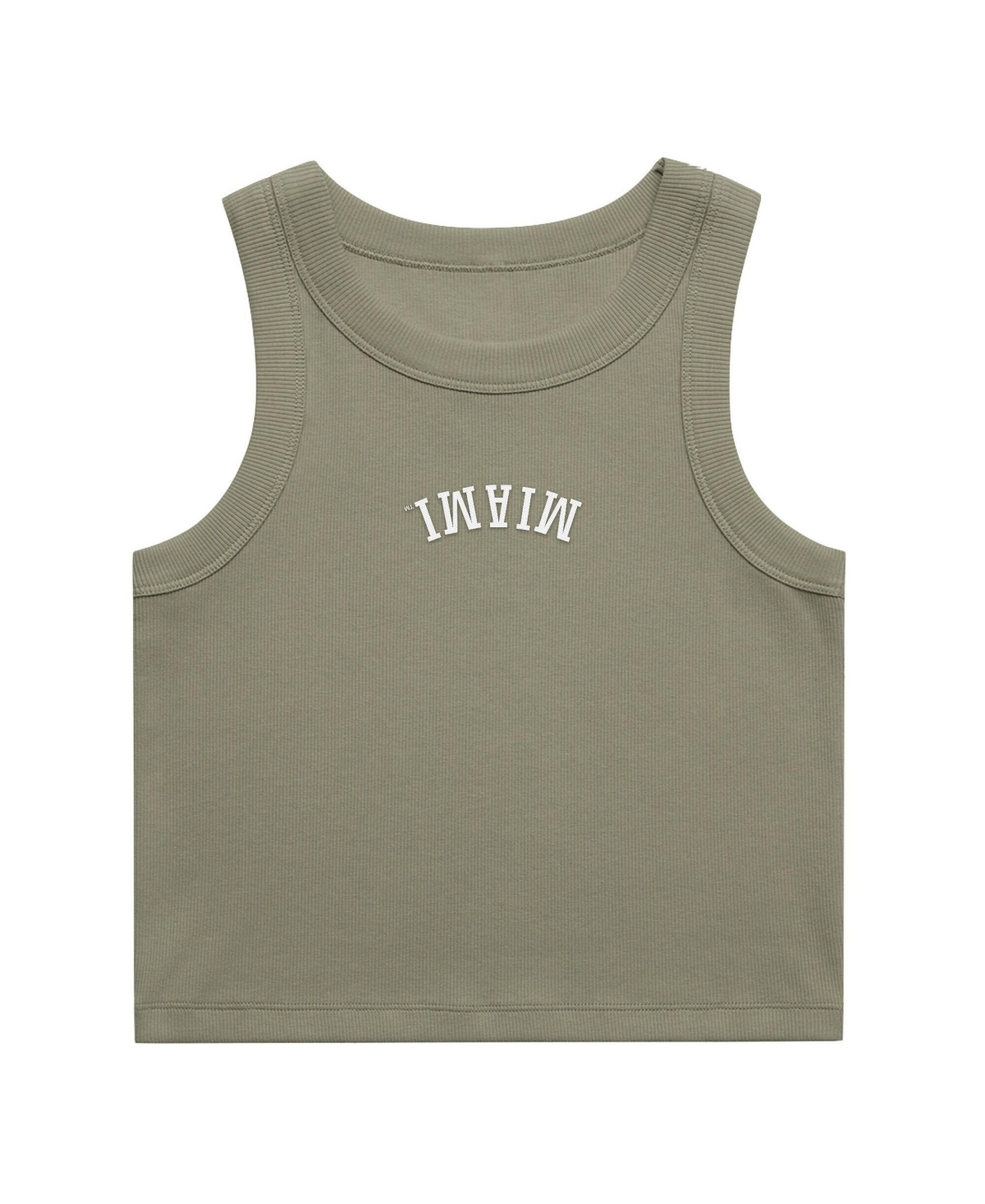 Uscape Apparel Women's Green Miami Hurricanes Upside Down Embroidery Ribbed Cropped Tank Top