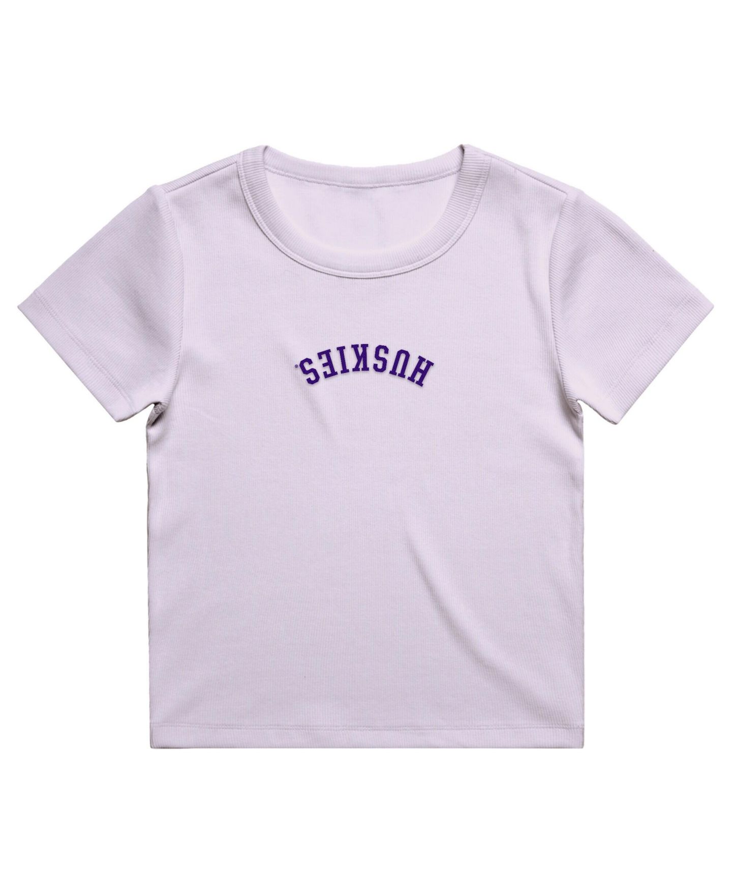 Женская футболка Uscape Apparel Purple Washington Huskies Upside Down Embroidery Ribbed Cropped — фото 2