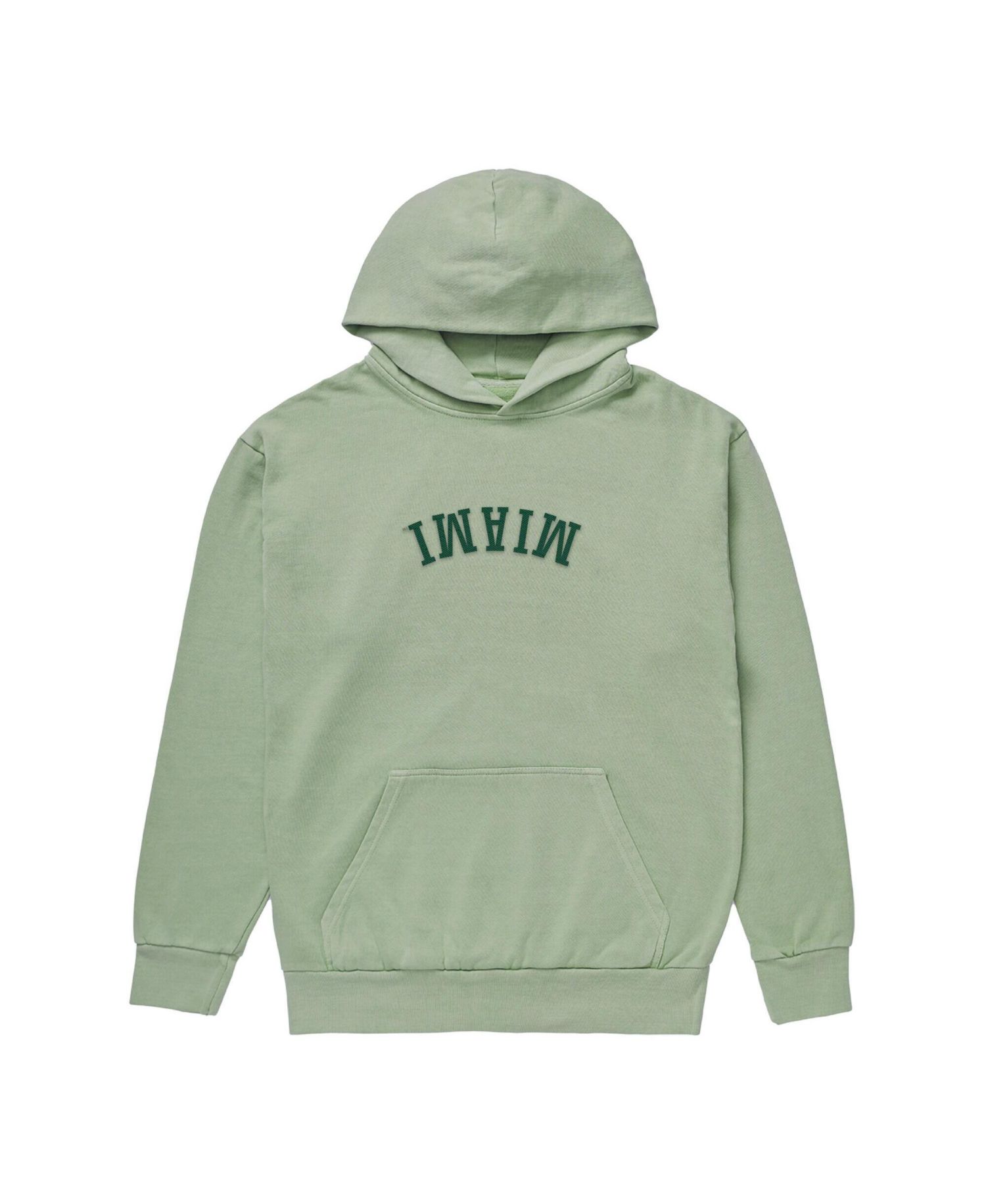 Men's Green Miami Hurricanes Upside Down Embroidered Vintage Heavyweight Hoodie