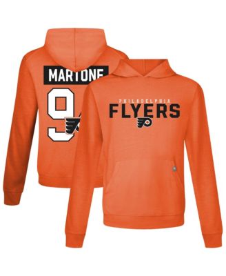 Men's Porter Martone Orange Philadelphia Flyers Relay Name & Number Long Sleeve Hooded T-Shirt