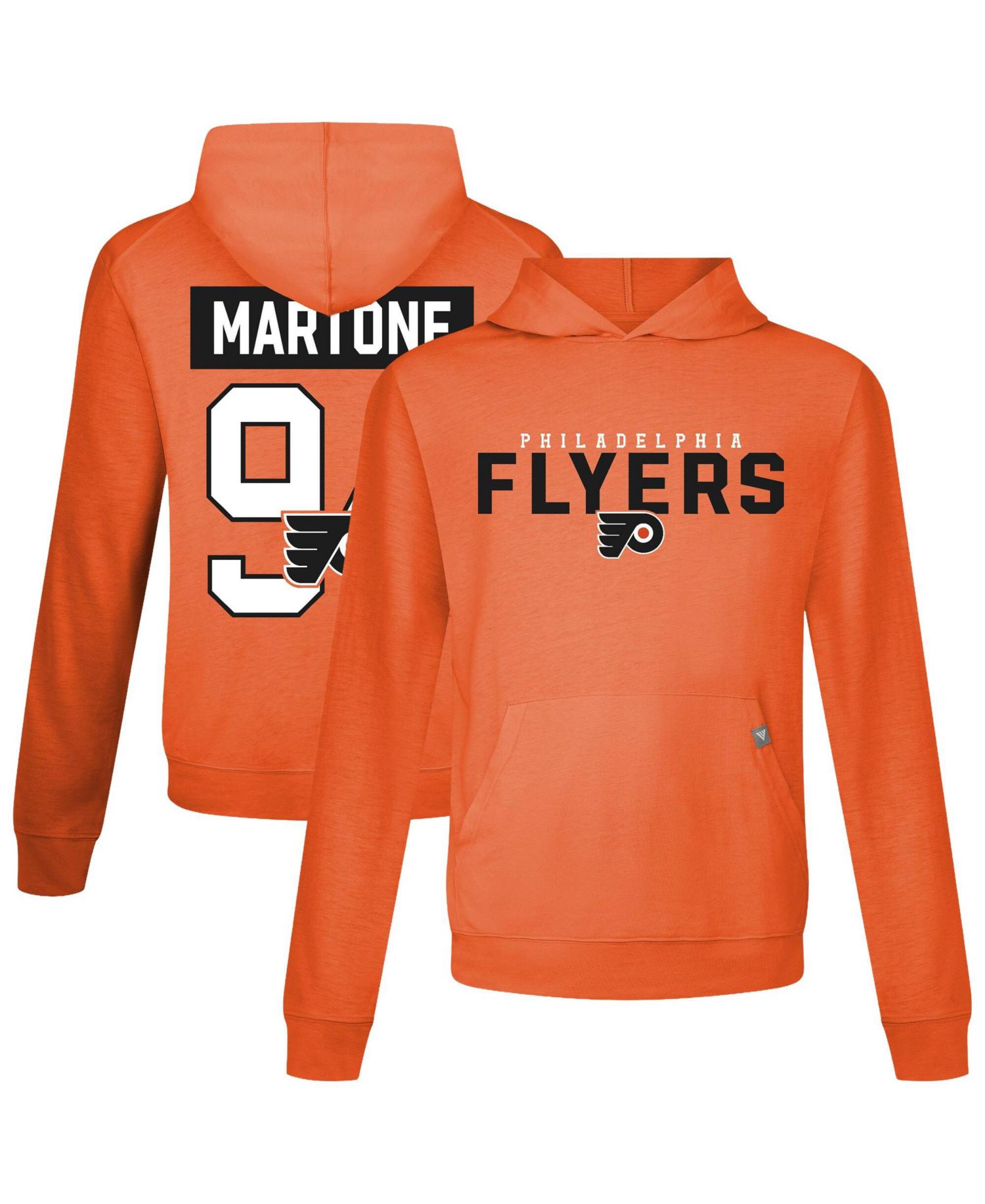 Men's Porter Martone Orange Philadelphia Flyers Relay Name & Number Long Sleeve Hooded T-Shirt