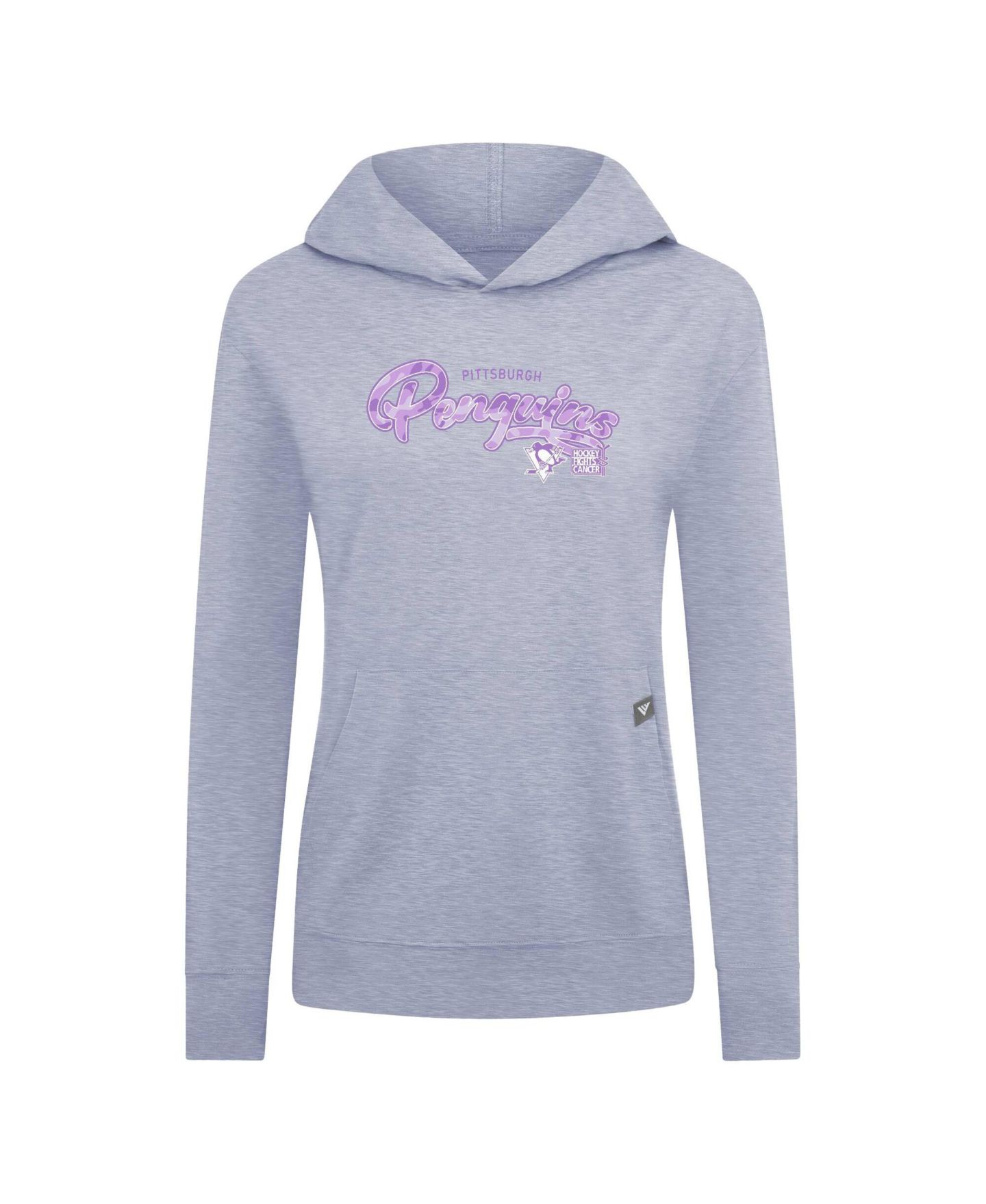 Женское худи LevelWear Heather Gray Pittsburgh Penguins Hockey Fights Cancer Relay Pullover — фото 2