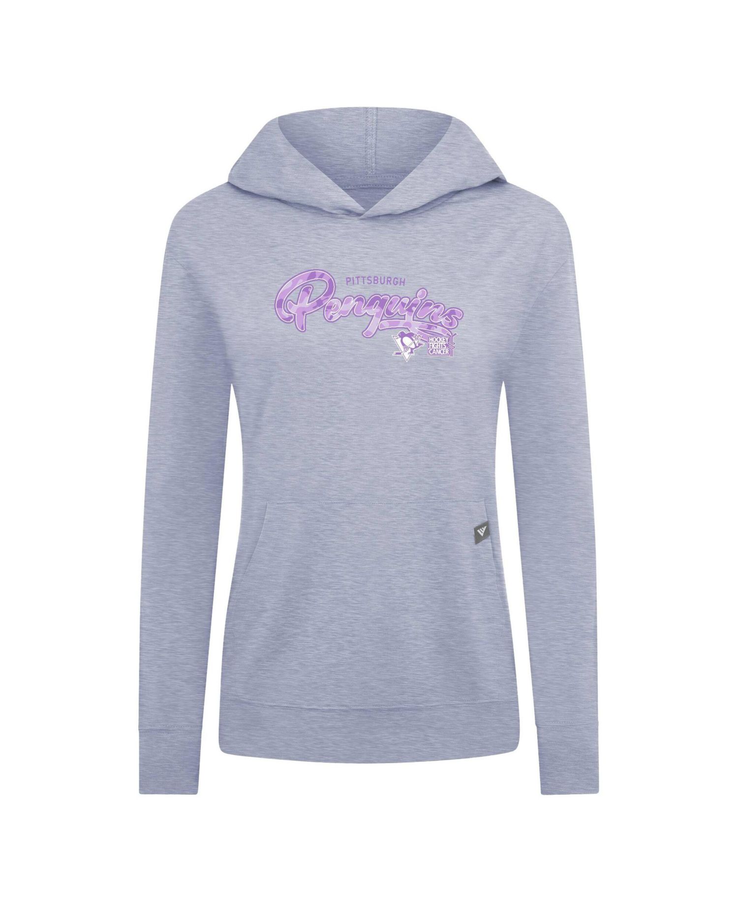 Women's Heather Gray Pittsburgh Penguins Hockey Fights Cancer Relay Pullover Hoodie