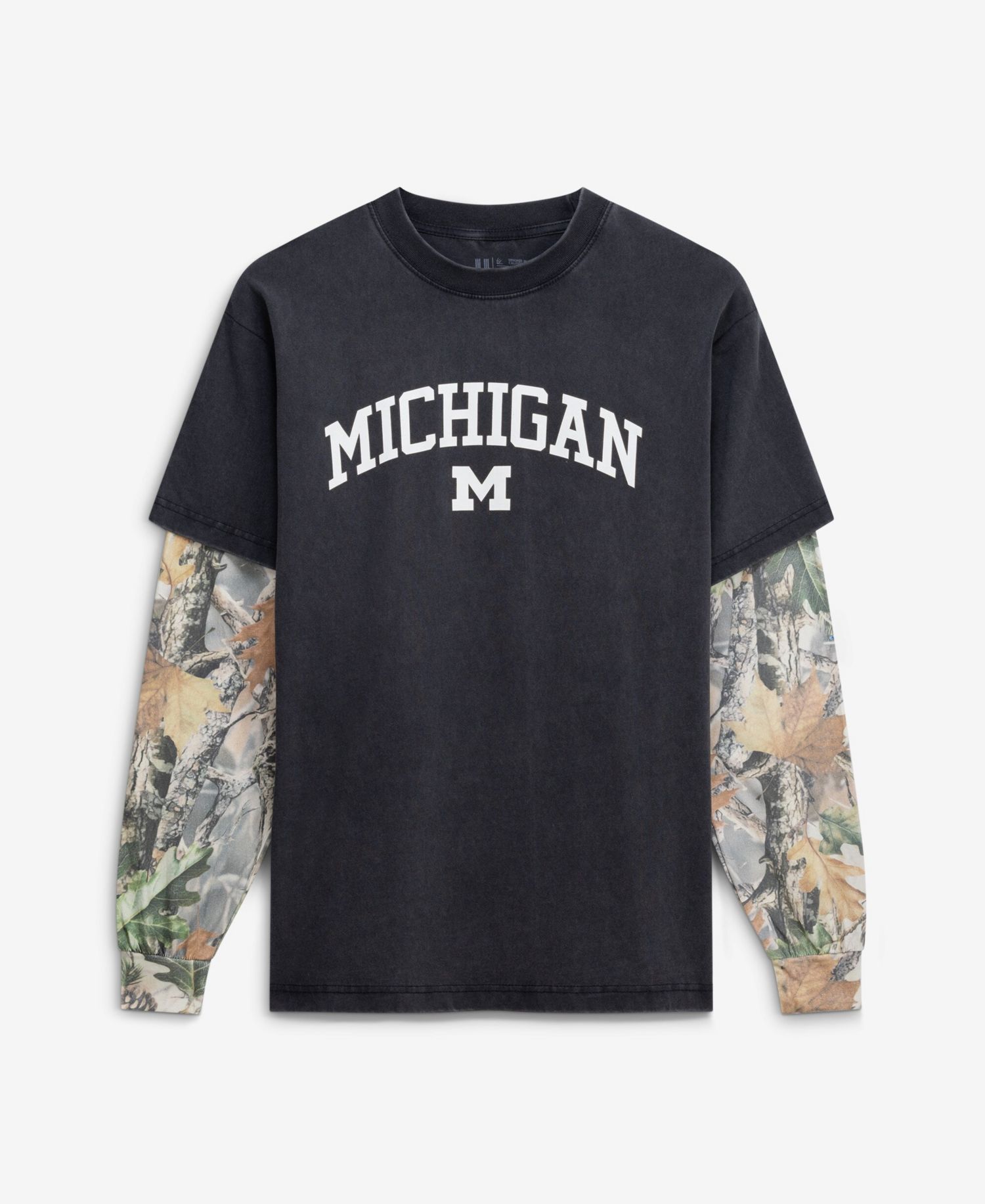 Men's Black/Camo Michigan Wolverines Back Bay Twofer Heavyweight Long Sleeve T-Shirt