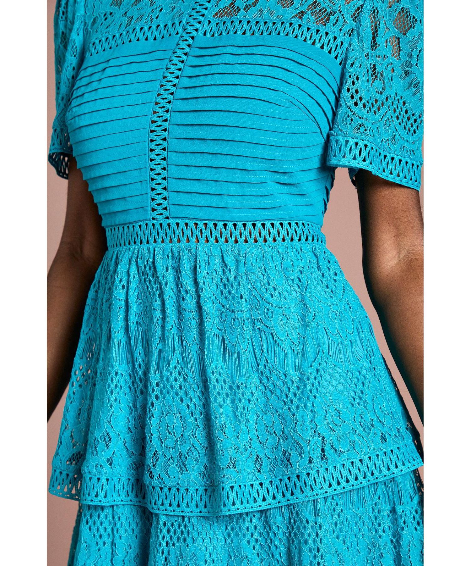 Women's Tiered Lace Midi Dress