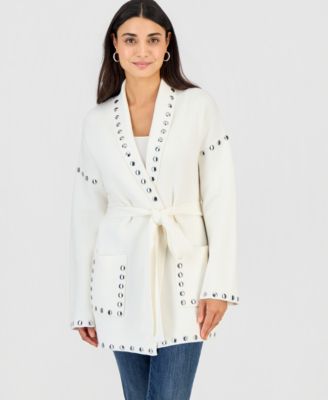 Women's Studded Belted Cardigan