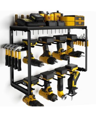 Power Tool Storage Rack Wall Mounted Drill Holder Metal Garage Hook Hammer Rack