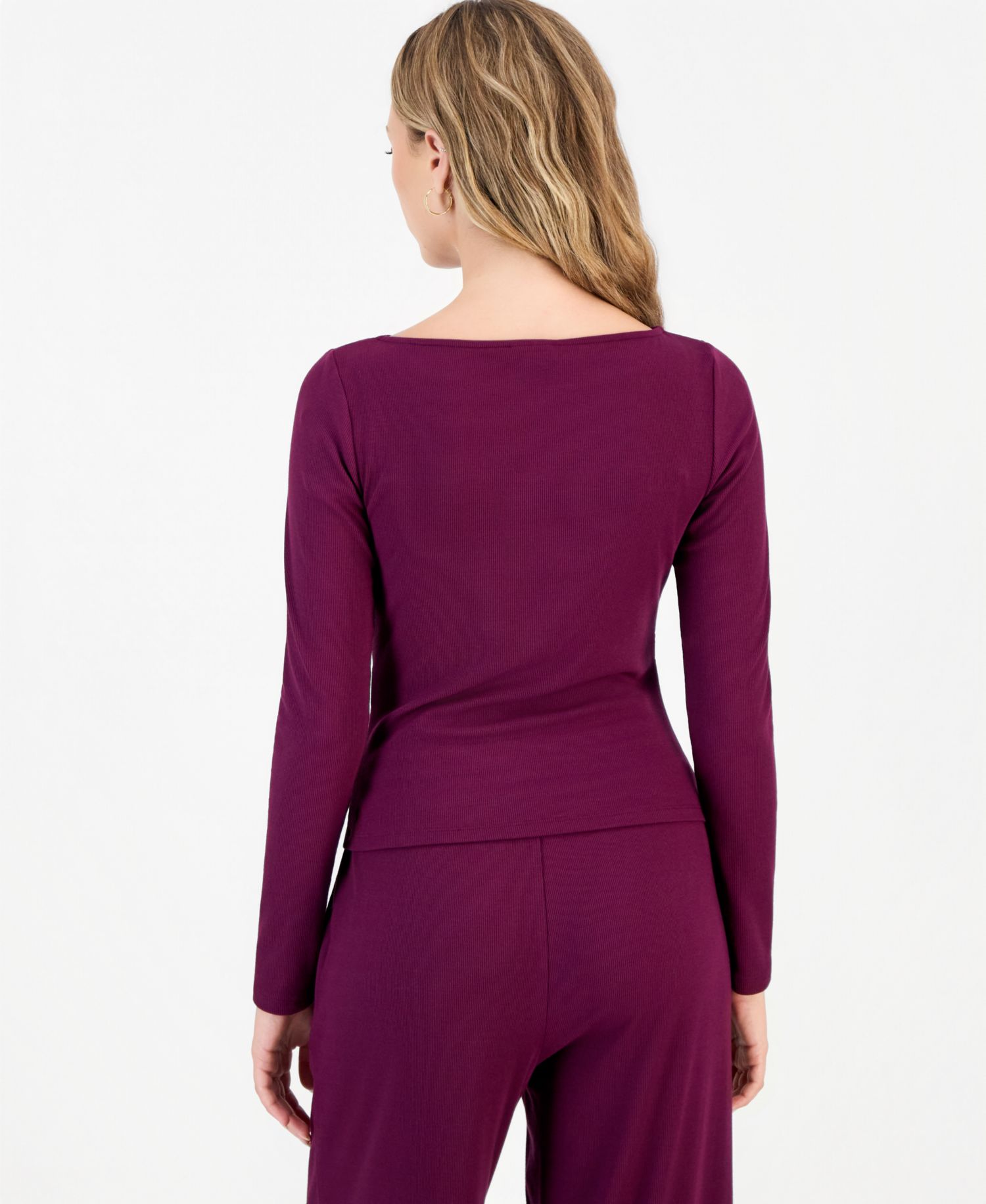 Petite Rib-Knit Asymmetric Top