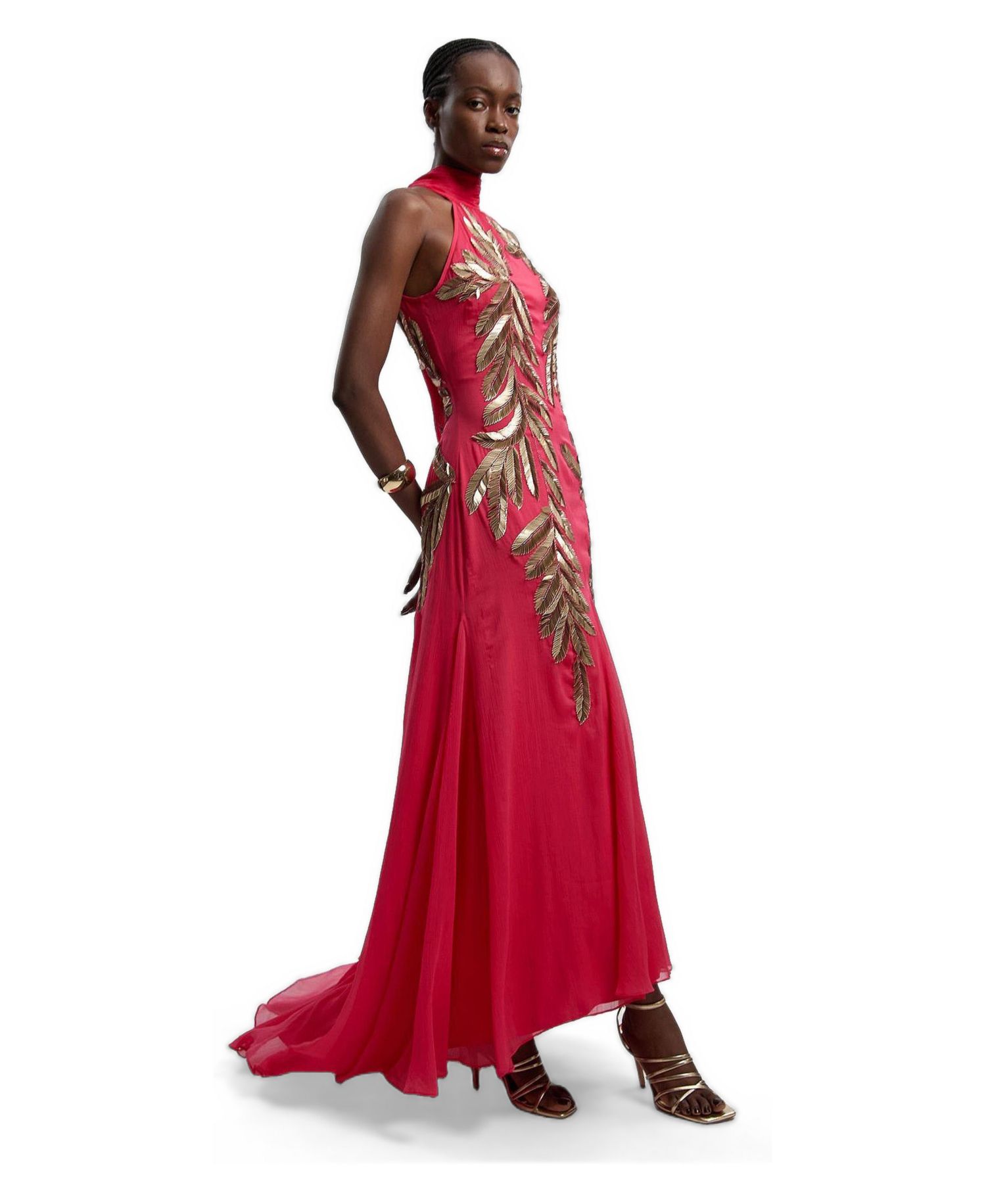Women's Halter Neck Embellished Maxi Dress