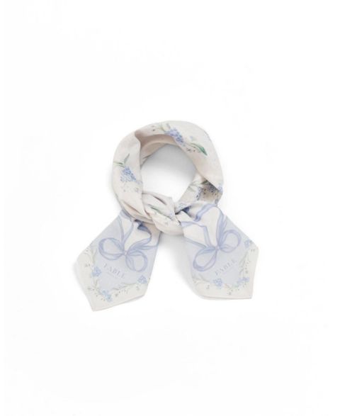 Женский шарф Fable England Bow and Floral Square, цвет: Синий