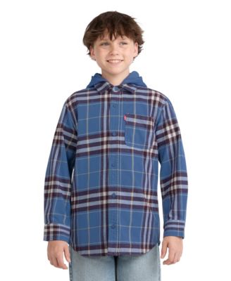 Boys' 8-20 Hooded Plaid Flannel Long-Sleeve Shirt