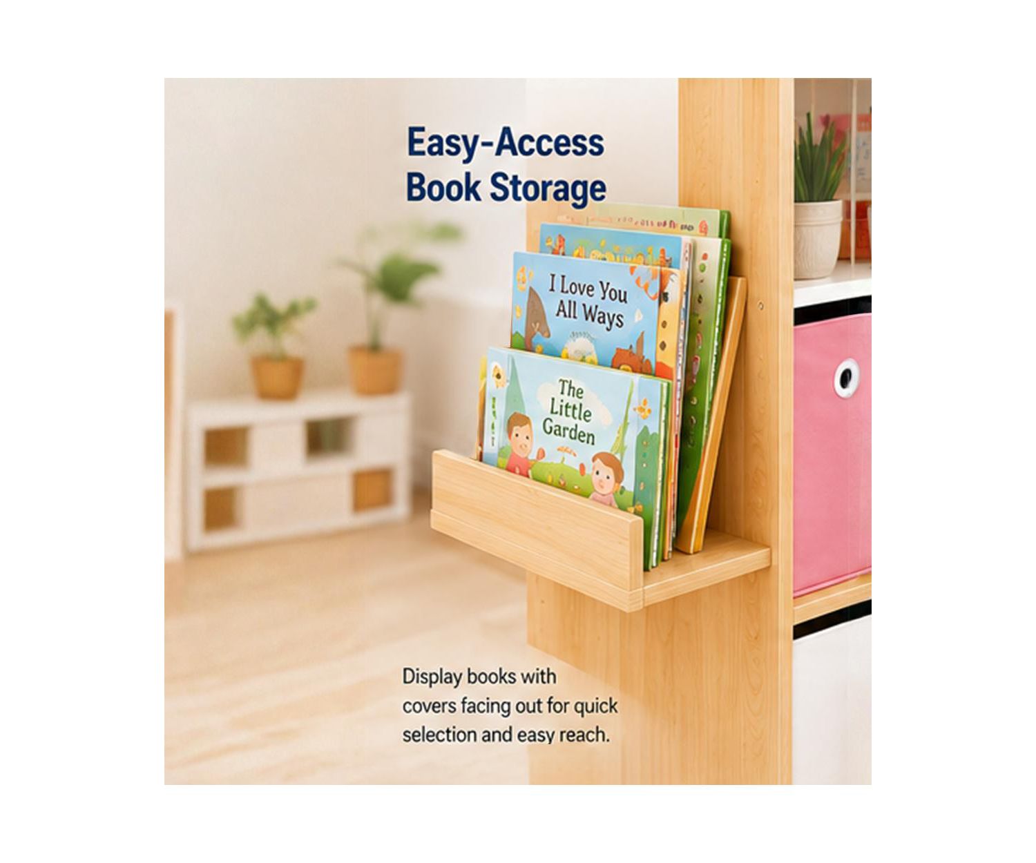 House-Style Kids Storage Cabinet, Multi-Bin Toy Organizer and Book Display Bookcase for Playrooms & Bedrooms