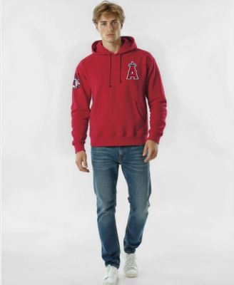 Men's Red Los Angeles Angels Reverse Weave Chenille Hoodie