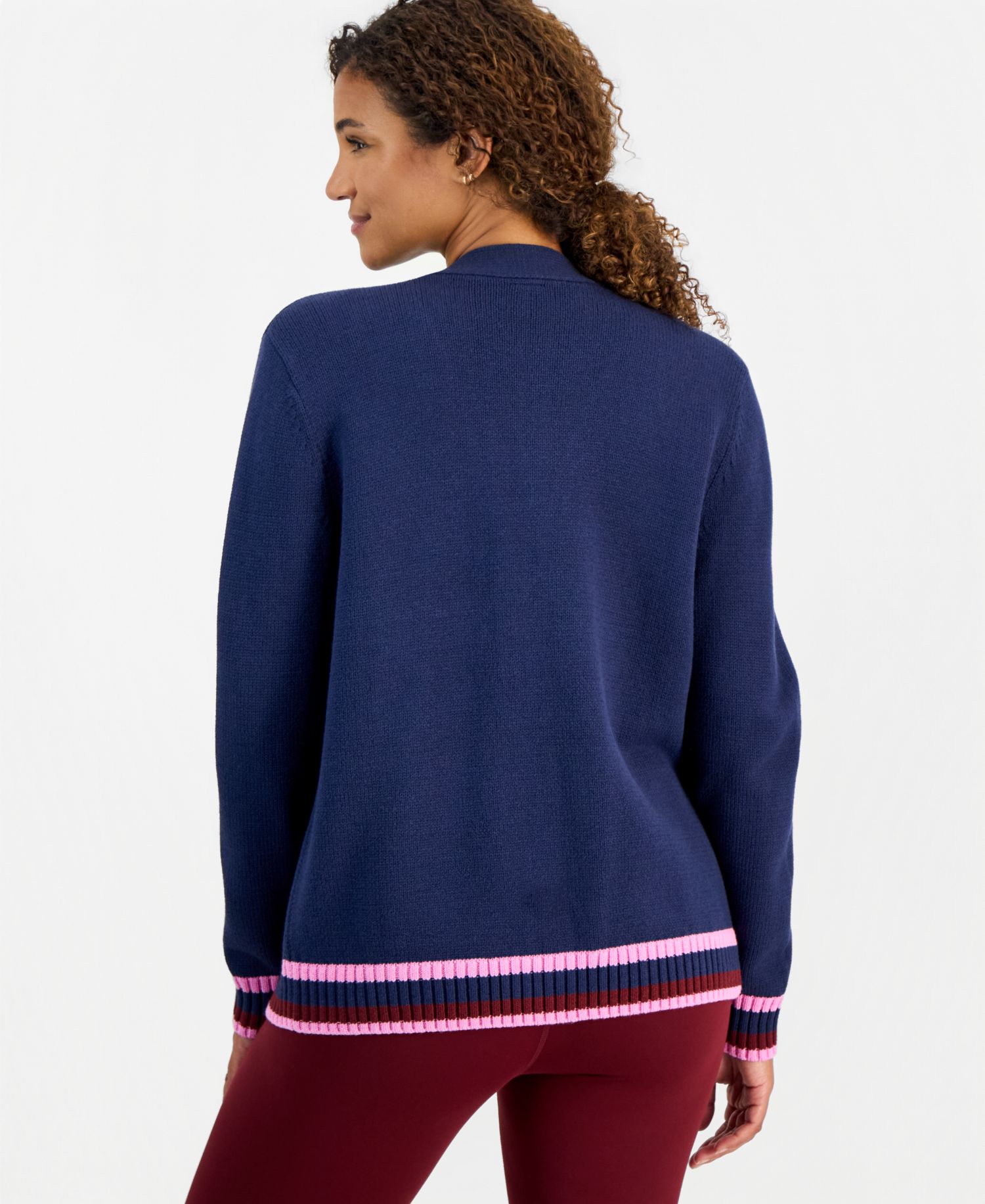 Women's Colorblock V-Neck Long-Sleeve Cardigan