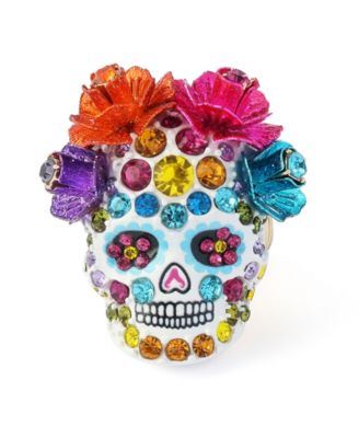 Faux-Stone Sugar Skull Cocktail Ring