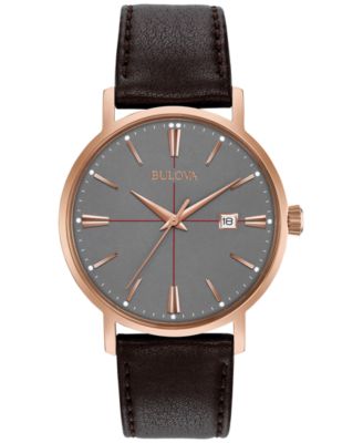Bulova - Men's Brown Leather Strap Watch 39mm 97B154