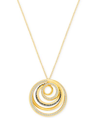 Swarovski Silver-Tone Spiral Light and Dark Crystal Pendant Necklace
