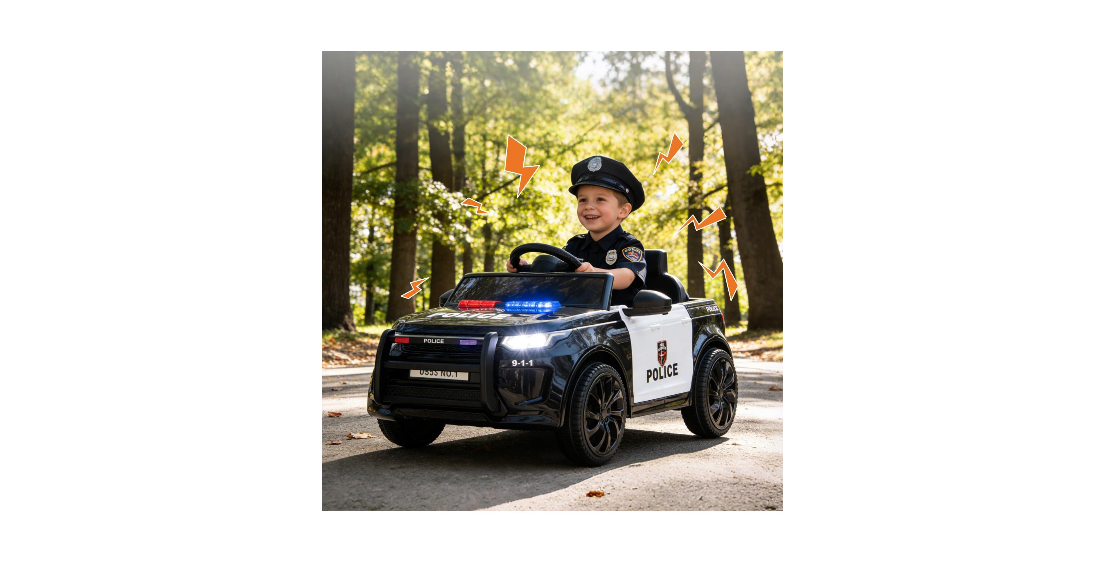 homfan 38.6 x 19.9 11.4 Inch Kids Police Ride On Car Electric Battery Powered Toy Vehicle 3 mph with Remote for Outdoor Play