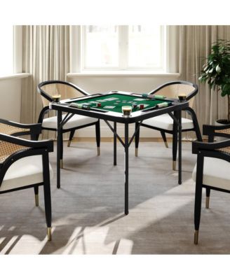 Tannin 34.5" Square White Folding Card Game Table for 4-Players with a Felt Playing Surface and Cup Holders