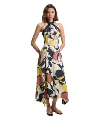 Women's Petite Abstract Print Halter Maxi Dress