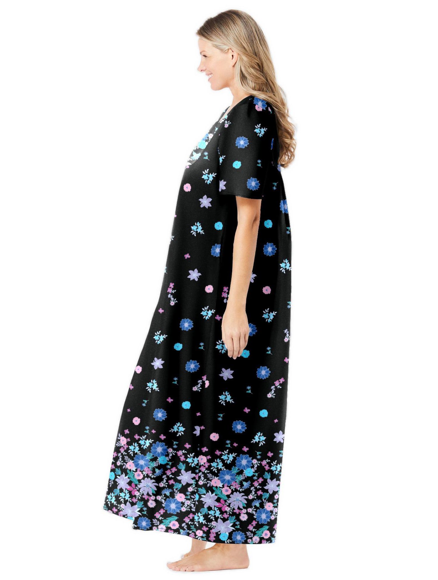 Women's Only Necessities Bib-Front Short Sleeve Maxi Lounger