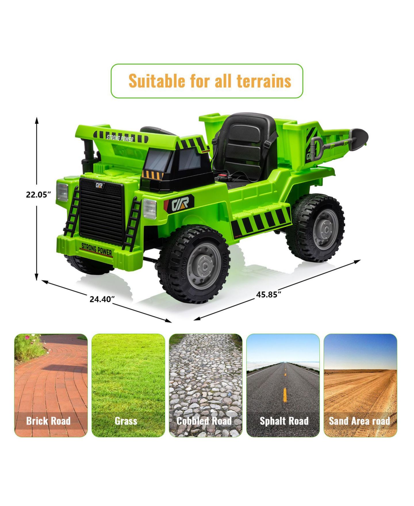 Детская игрушка homfan 12V Electric Ride-On Dump Truck with Remote Control, Built-in USB/MP3 Music Player, Toy Car for Toddlers Ages 1-8 — фото 2
