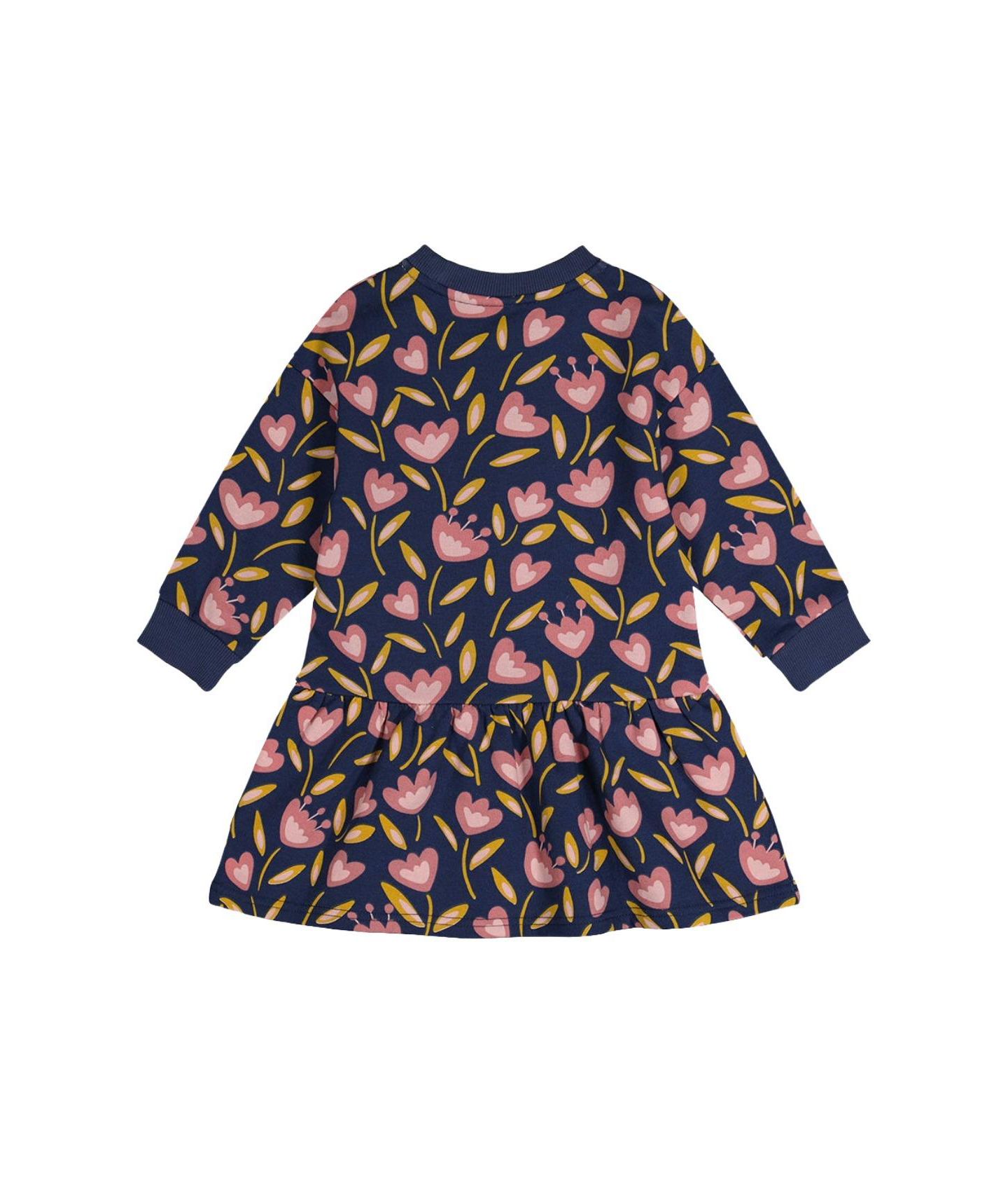 Платье Deux par Deux French Terry Dress Tulip Print для девочек, цвет: Синий с принтом — фото 5
