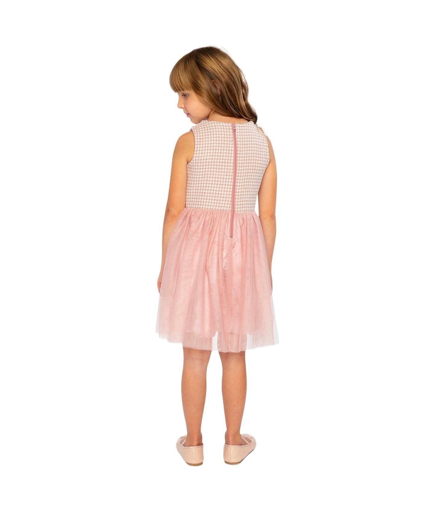 Платье Deux par Deux Bi-Material Sleeveless Dress Houndstooth для девочек-малышей, цвет: Гусиная лапка розовый — фото 5