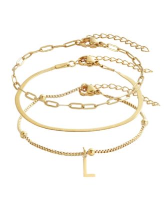 Tarnish Resistant Gold Set of 3 Chain Bracelets