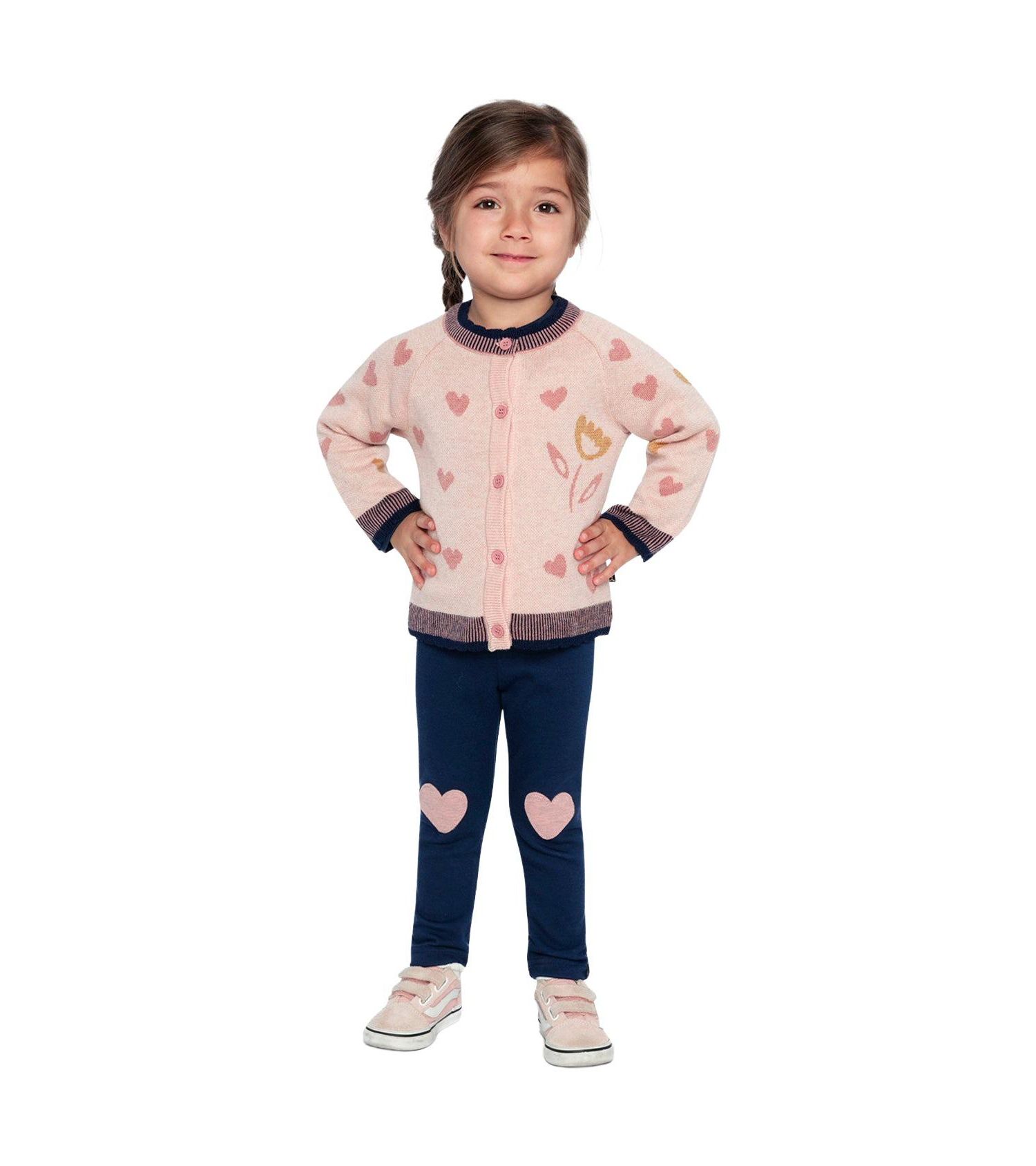 Little and Big Girl (6-8) Knitted Jacquard Cardigan