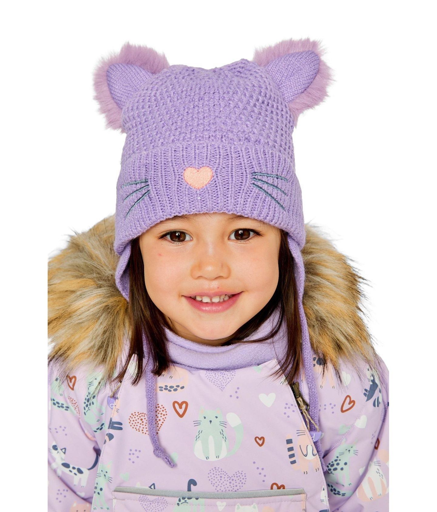 Шапка Deux par Deux Winter Knit Hat with Ears для девочек, цвет: Фиолетовый — фото 2
