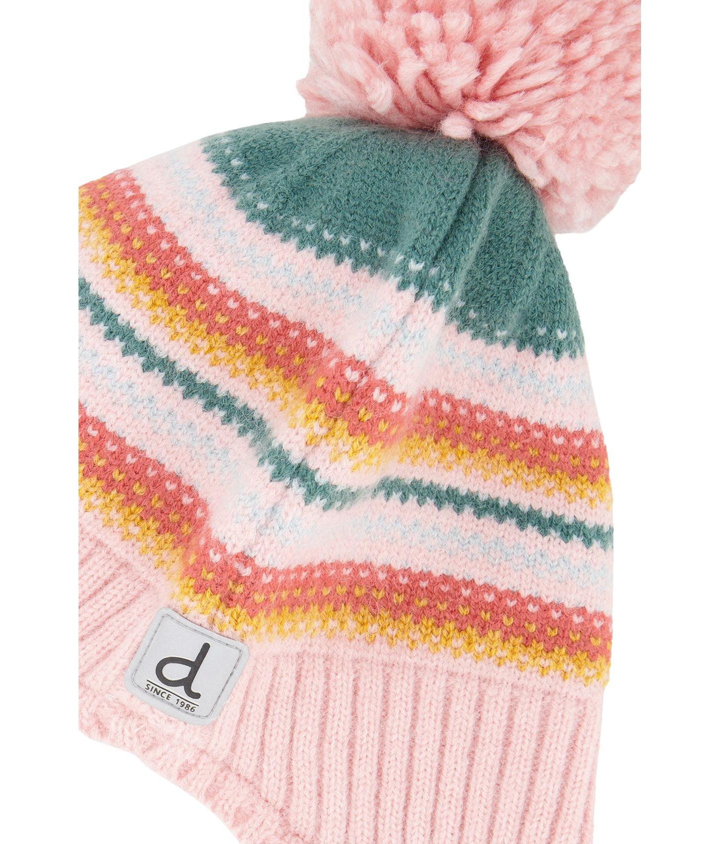 Шапка Deux par Deux Winter Peruvian Knit Hat для девочек, цвет: Розовый / Зелёный — фото 4