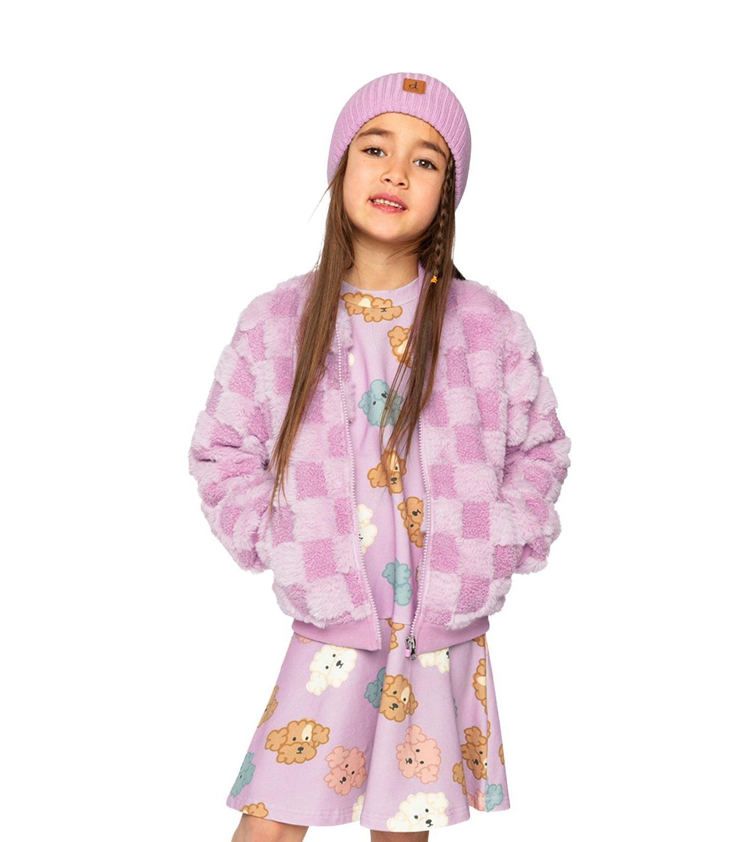 Little and Big Girl's (6-12) Faux Fur Jacquard Bomber Jacket