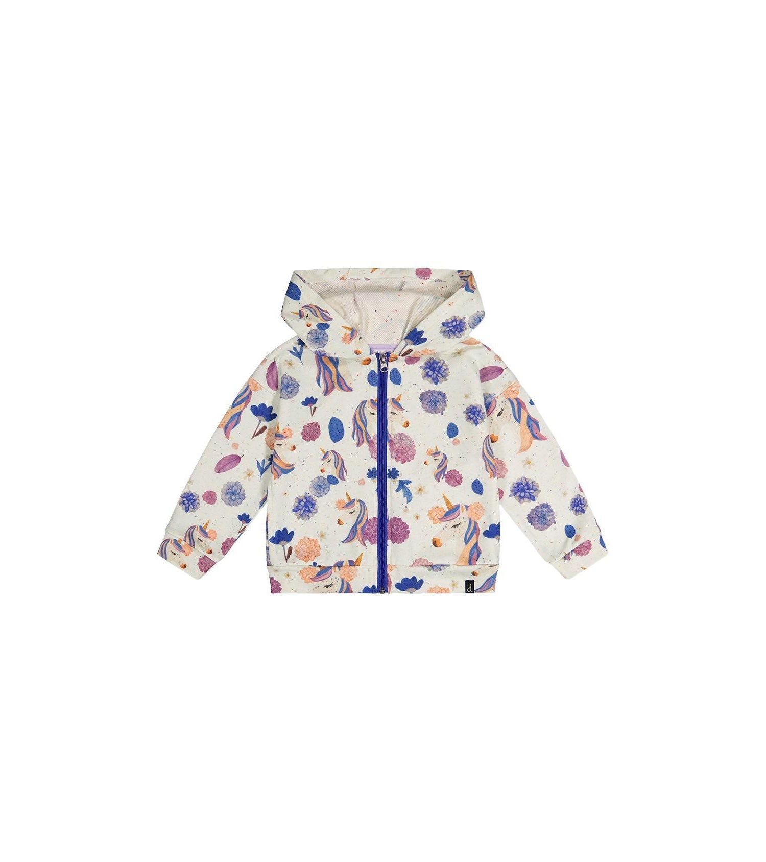 Kids & Baby Little and Big Girl 6-12 Hooded Zipped French Terry Cardigan Unicorn Print