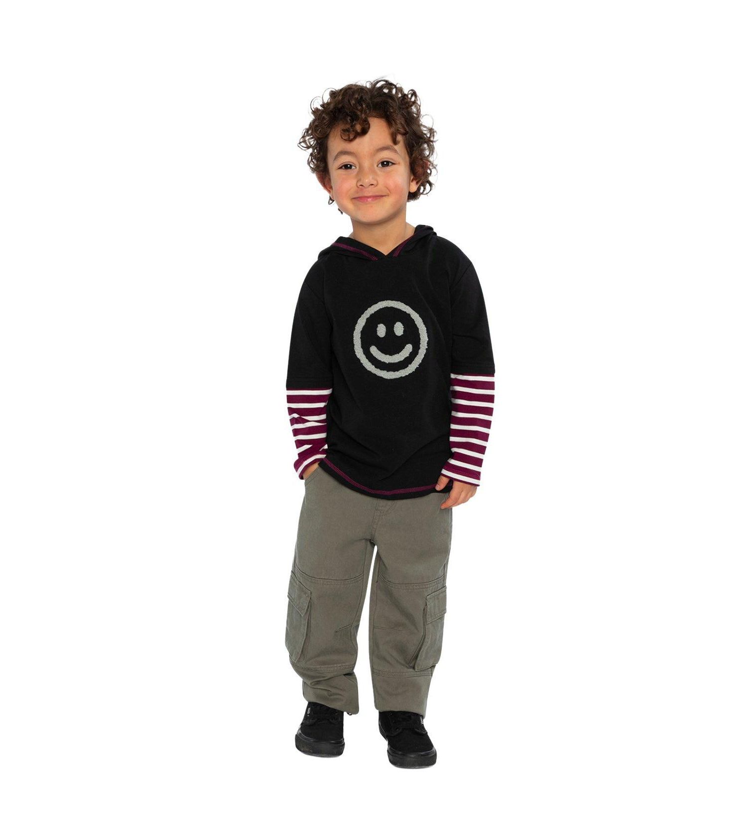 Little and Big Boy 6-12Y Fake Double Sleeve Hooded Shirt