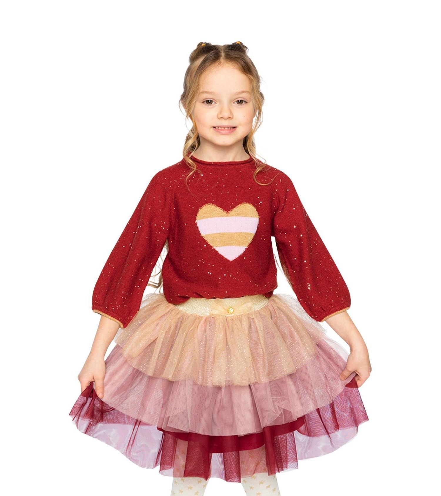 Little and Big Girl(6-14) Sleeve Knitted Sweater