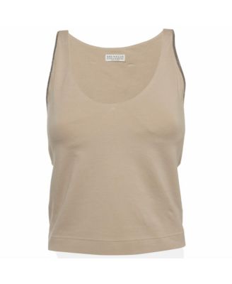 Women's Monili-Trimmed Knit Cropped Tank Top