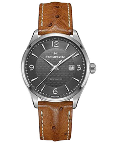 Hamilton Men's Swiss Automatic Jazzmaster Viewmatic Light Brown Ostrich Leather Strap Watch 44mm H32755851