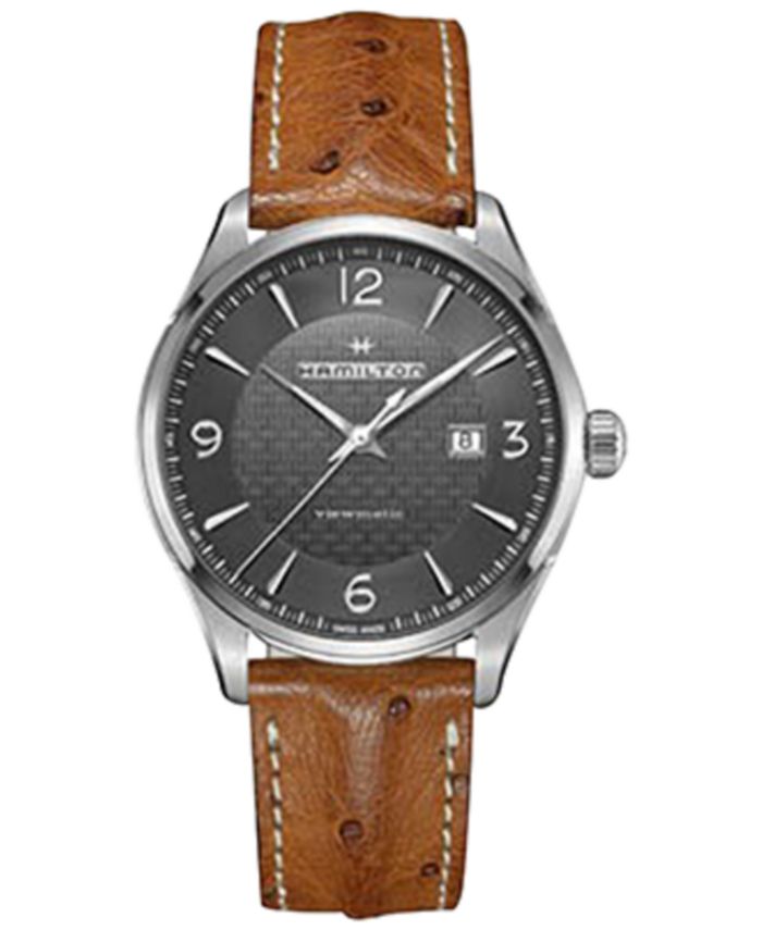 Hamilton - Men's Swiss Automatic Jazzmaster Viewmatic Light Brown Ostrich Leather Strap Watch 44mm H32755851