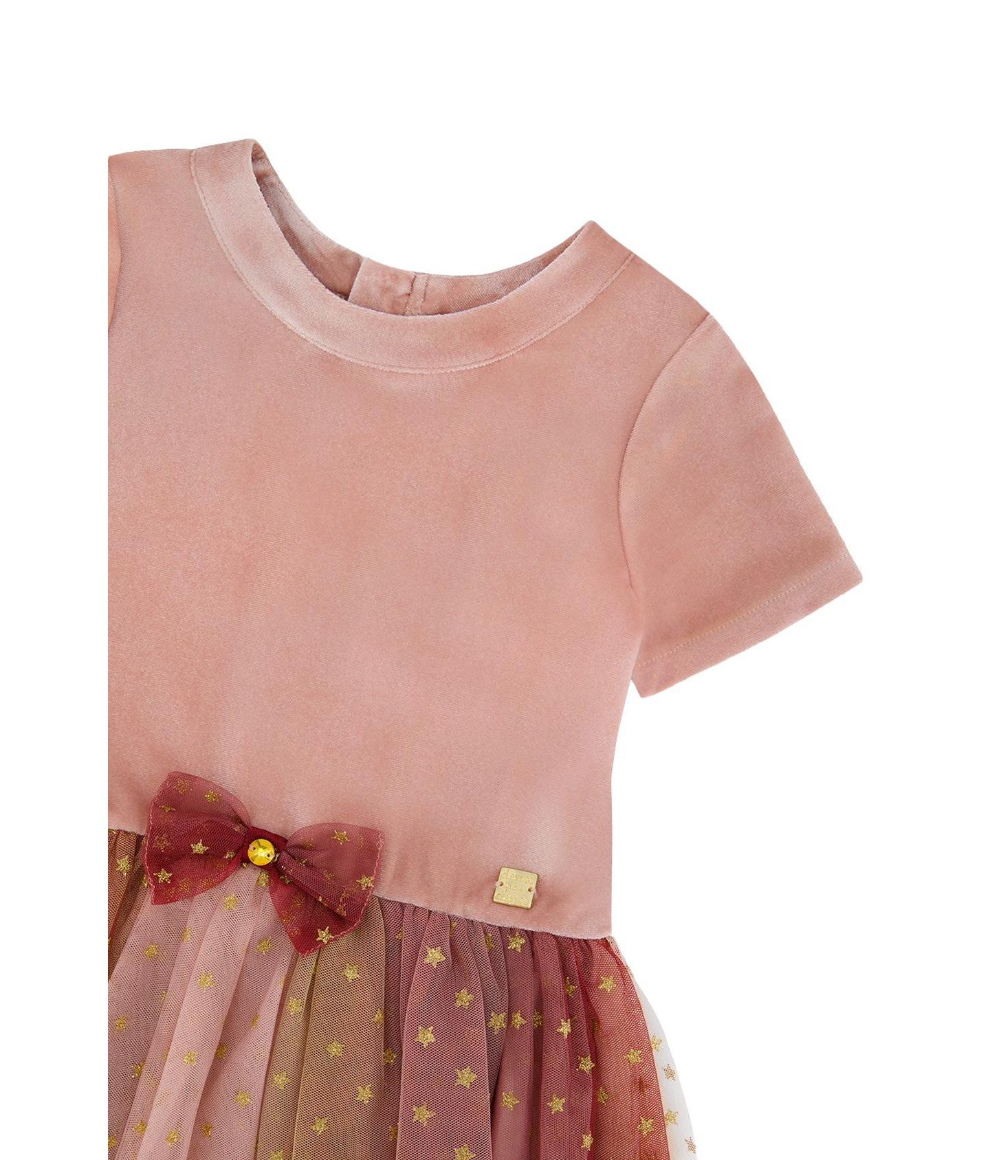 Платье Deux par Deux Bi-Material Dress with Gradient Print Skirt для девочек-малышей, цвет: Розовый — фото 8