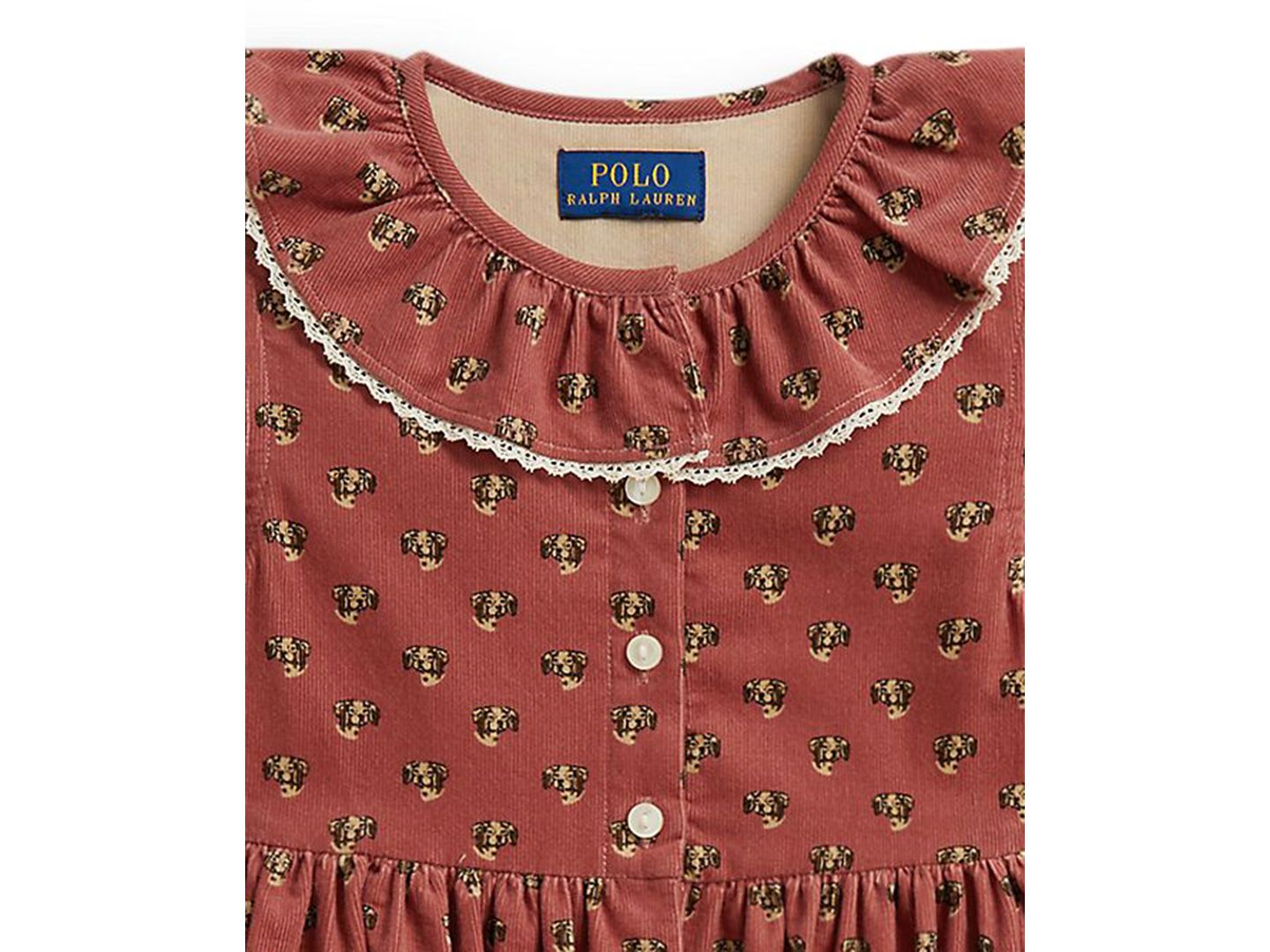 Платье Polo Ralph Lauren Floral Cotton Corduroy Shirt Dress для девочек, цвет: Розовый — фото 4
